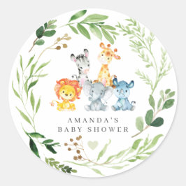 Safari Animals Baby Shower  Runder Aufkleber