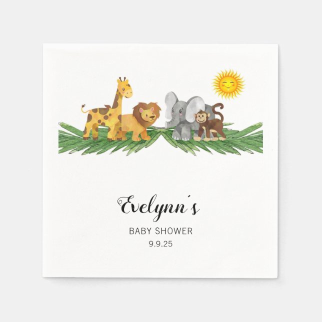 Safari Animals Baby Shower  Serviette (Vorderseite)