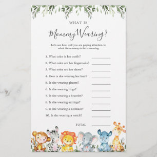 Safari Animals Baby Shower Was ist Mommy Wear