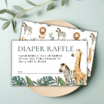 Safari Animals Baby Shower Windelwuler Raffle Begleitkarte<br><div class="desc">Mit unserer Safari Animals Baby Shower Diaper Raffle Enclosure Card steigern Sie Ihr Baby-Duscherlebnis! Diese Muss-Ergänzung wird nicht nur Ihre Veranstaltung unvergesslich machen, sondern auch ein Erlebnis mit einem lustigen Baby-Duschspiel hinzufügen. Mit seinen saftigen Safari-Tieren wie Zebra und Giraffe inmitten üppiger Palmen-Blätter ist das Green and Dschungel-Set der ideale Ort...</div>