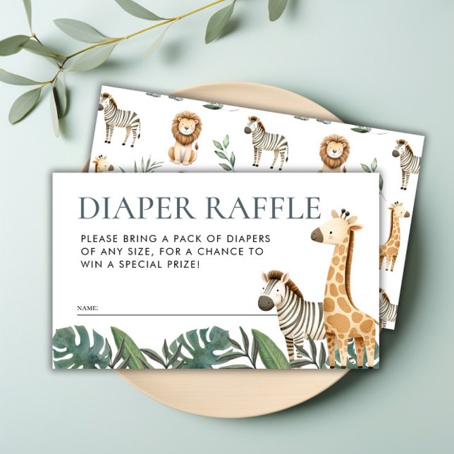 Safari Animals Baby Shower Windelwuler Raffle Begleitkarte (Safari Animals Baby Shower Diaper Raffle Enclosure Card)
