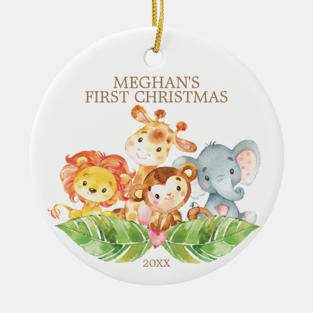 Safari Animals Baby's First Christmas Ornament (Vorne)