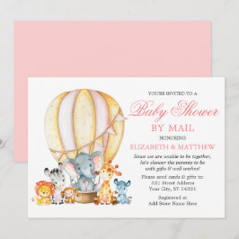 Safari Animals Balloon Pink Baby Dusche by Mail Einladung