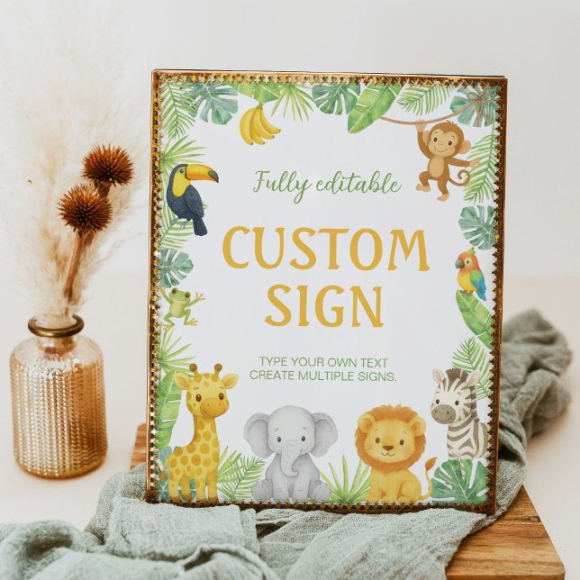 Safari Animals Birthday Party Table Sign Poster (Von Creator hochgeladen)