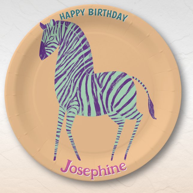 Safari animals birthday zebra girl pappteller (Von Creator hochgeladen)