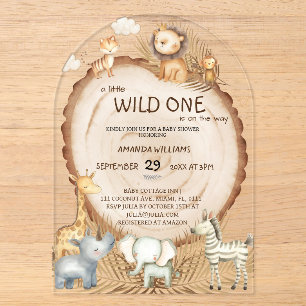 Safari Animals Boho Niedlich Baby Dusche Acryleinladungen