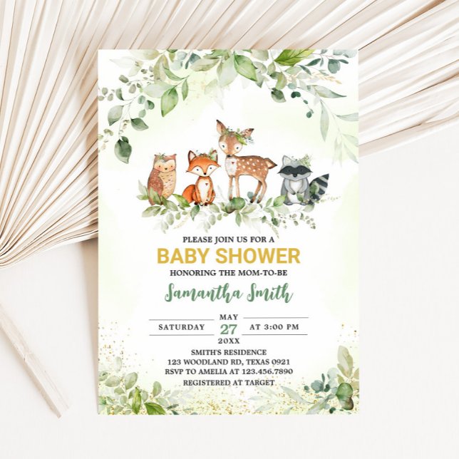 Safari Animals Botanical Baby Shower  Einladung (Greenery Safari Animals Baby Shower Invitaiton)