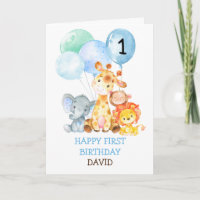 Safari Animals Boy Fist Geburtstag Niedlich 1. Geb