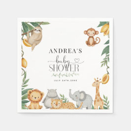 Safari Animals Calligraphy Baby Shower  Serviette