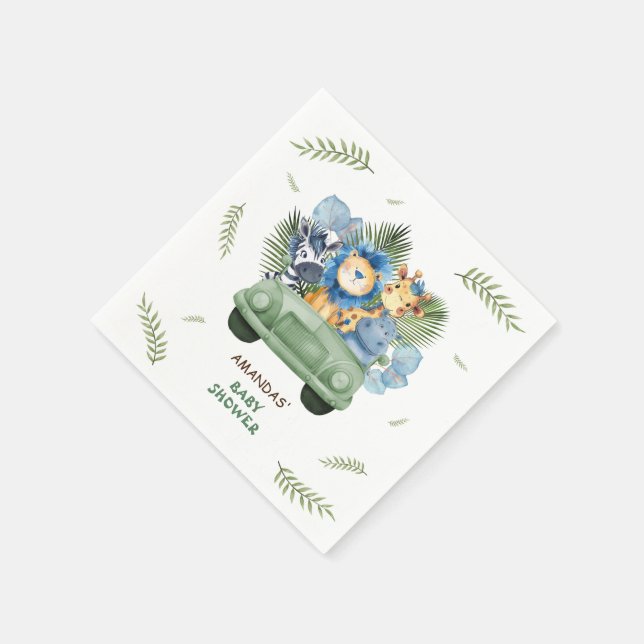 Safari Animals Car Boy Baby Dusche Serviette (Ecke)