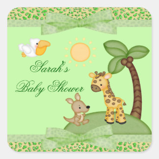 Safari Animals Cheetah Print Baby Dusche Quadratischer Aufkleber