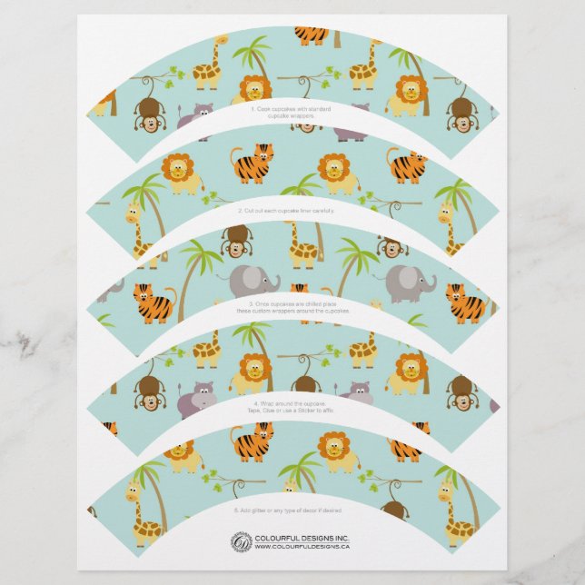 Safari Animals Cupcake Wrappers (Vorderseite)