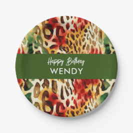 Safari Animals' Fur Print Patterns farbenfroh Pappteller