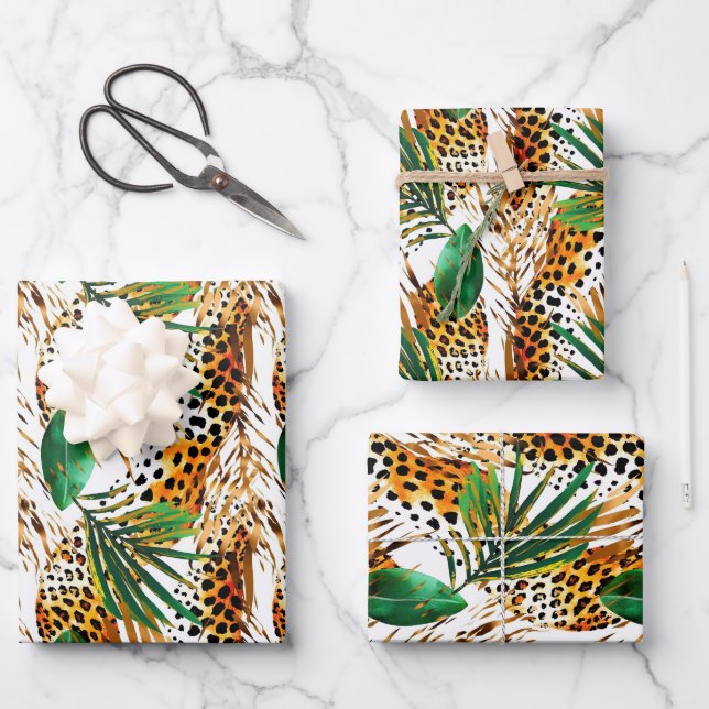 Safari Animals' Fur Print Patterns Wildlife Jungle Geschenkpapier Set (Vorderseite)