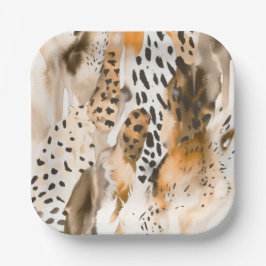 Safari Animals Fur Prints Abstrakt Modern Boho Pappteller