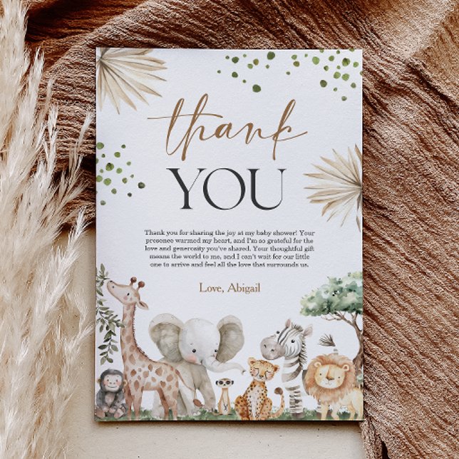 Safari Animals Gender Neutral Baby Shower Dankeskarte (Safari Animals Gender Neutral Baby Shower Thank You Card)