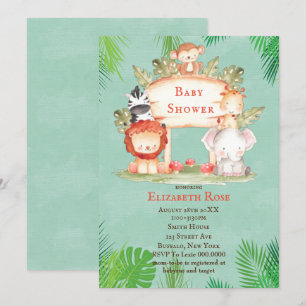 Safari Animals Gender Neutral Baby Shower Einlad