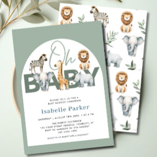 Safari Animals Gender Neutral Baby Shower Einladung