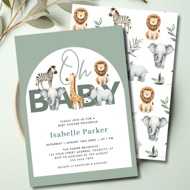Safari Animals Gender Neutral Baby Shower Einladung (Safari Animals Gender Neutral Baby Shower Invitation)