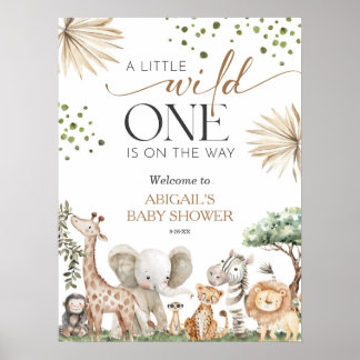 Safari Animals Gender Neutral Baby Shower Welcome  Poster