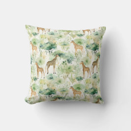 Safari Animals - Giraffen Watercolor Green Beige Kissen