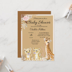 Safari Animals Jungle Baby Dusche Einladung
