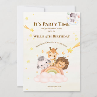 Safari Animals Kids-Party Einladung