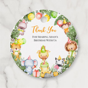 Safari Animals Kids Party Vielen Dank Geschenkanhänger