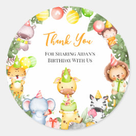 Safari Animals Kids Party Vielen Dank Runder Aufkleber