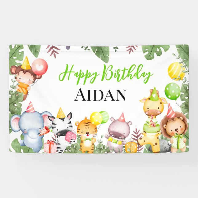 Safari Animals Kindergeburtstag Party Banner (Horizontal)