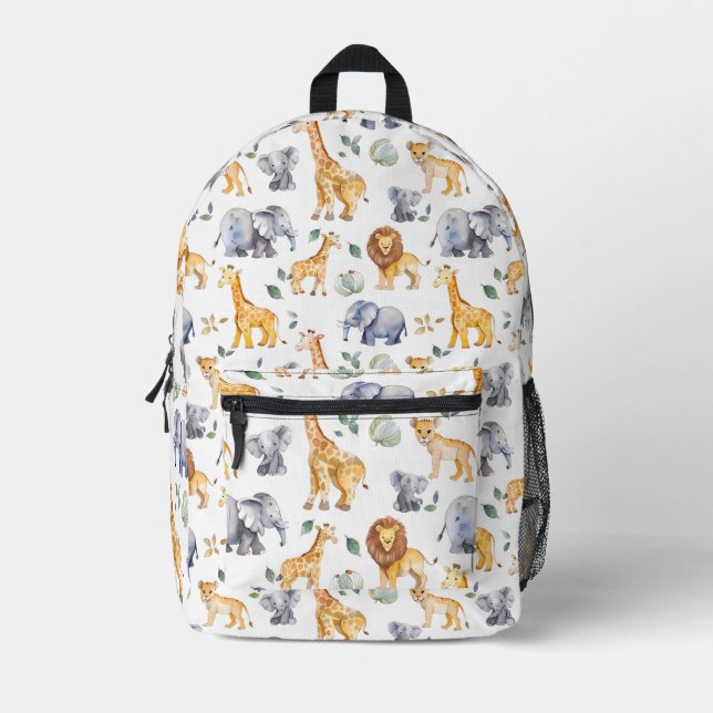 Safari Animals Kinderzimmer Kinderzimmer Bedruckter Rucksack (Vorderseite)
