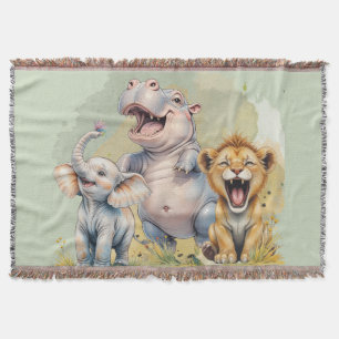 Safari Animals Lion Hippo Elephant Decke
