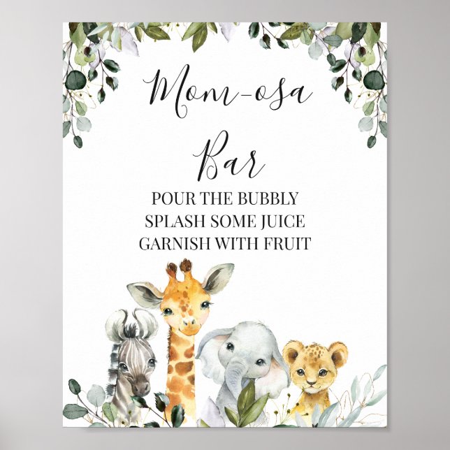 Safari Animals Lion Mama-osa Bar Baby Duschzeichen Poster (Vorne)