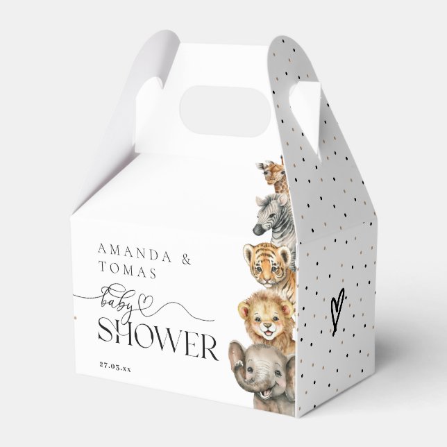 Safari Animals Moderne Babydusche Geschenkschachtel (Vorderseite)