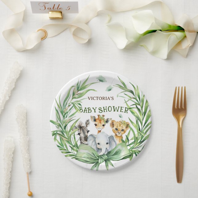 Safari Animals Niedlich Bow Baby Dusche Pappteller (Hochzeit)