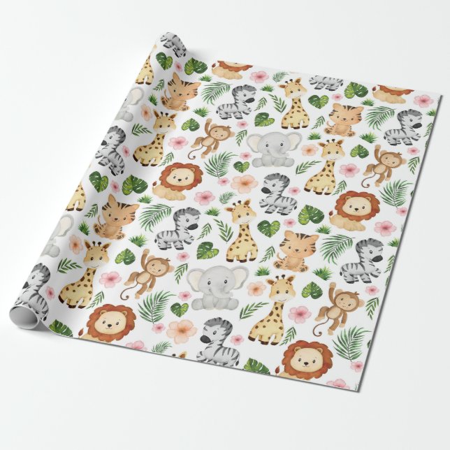 Safari Animals - Niedliche Safaritiere Geschenkpapier (Ungerollt)