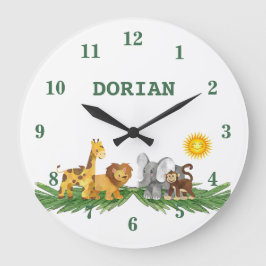 Safari Animals Nursery Wall Clock Große Wanduhr