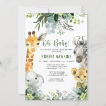 Safari Animals Oh Baby Greenery Jungle Baby Dusche