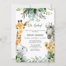Safari Animals Oh Baby Greenery Jungle Baby Dusche
