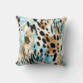 Safari Animals' Pelz Prints Muster Blau und Braun Kissen