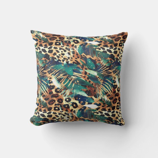 Safari Animals' Pelzdruckmuster Muster Exotic Mode Kissen (Vorderseite)
