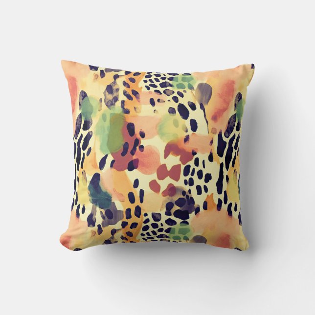 Safari Animals' Pelzdruckmuster Muster Retro farbe Kissen (Vorderseite)