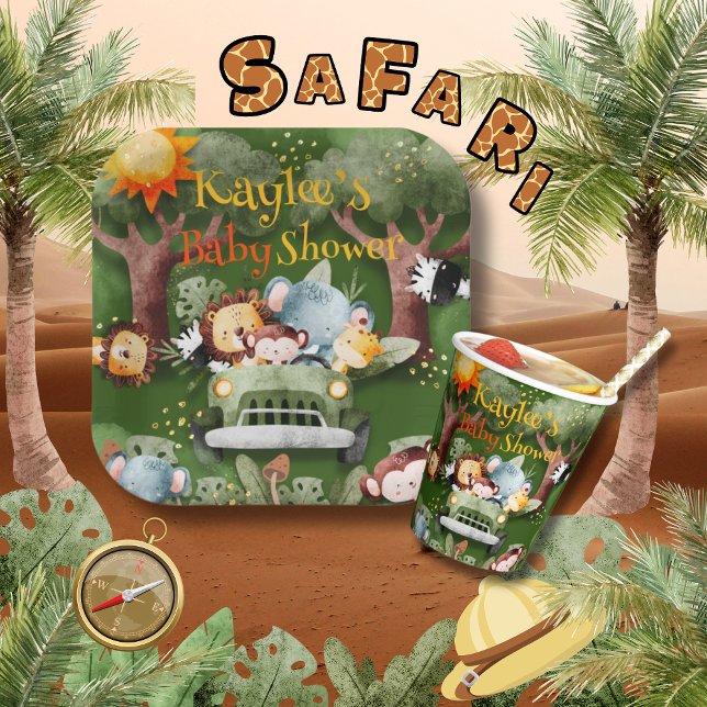 Safari Animals Personalisiert Baby Dusche Pappteller (Von Creator hochgeladen)