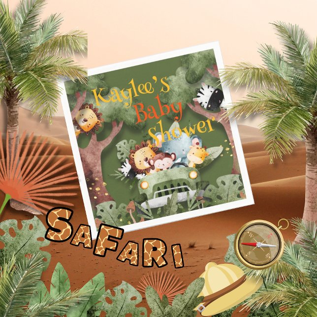 Safari Animals Personalisiert Baby Dusche Serviette (Von Creator hochgeladen)