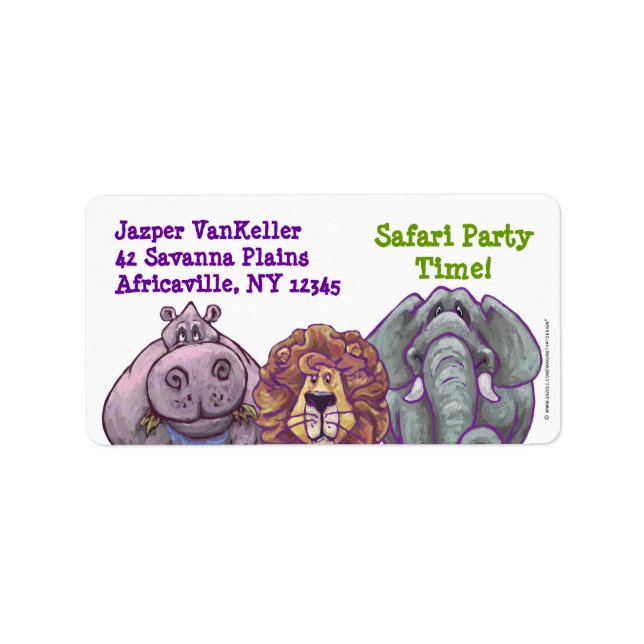 Safari Animals Safari Party Time Address Labels Adressaufkleber (Vorne)