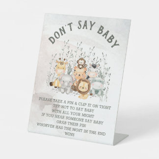 Safari Animals Say Baby Shower Game Sockelschild