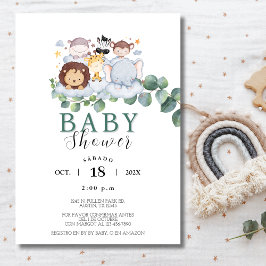 Safari Animals Spanish Baby Shower Jungle Einladung