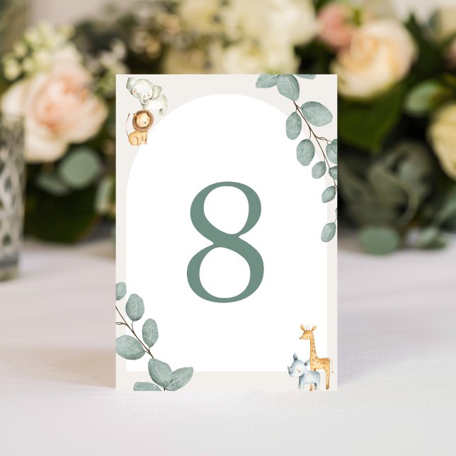 Safari Animals Table Numbers Card Tischnummer (Von Creator hochgeladen)