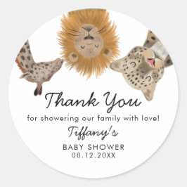 Safari Animals Thema Kinderdusche Runder Aufkleber
