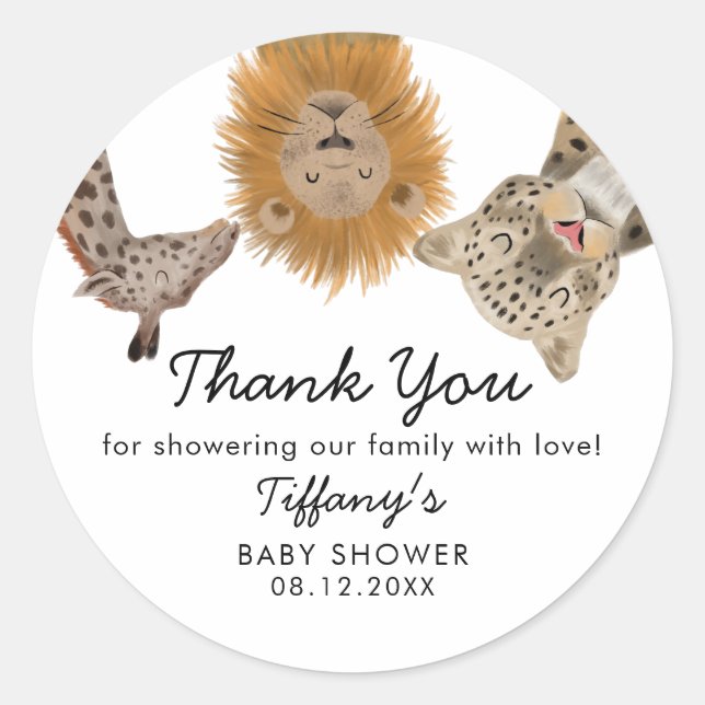 Safari Animals Thema Kinderdusche Runder Aufkleber (Vorderseite)